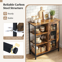 Coffee Bar Cabinet with Adjustable Shelves and Carbon Steel Frame for Living Room