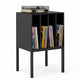 Record Player Stand with Vinyl Storage Shelves and Raised Metal Legs for Living Room