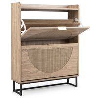 24cm Narrow Shoe Storage Cabinet with 2 Flip Drawers for Entryway