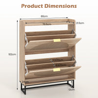 24cm Narrow Shoe Storage Cabinet with 2 Flip Drawers for Entryway