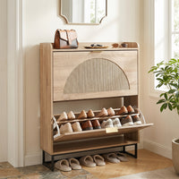 24cm Narrow Shoe Storage Cabinet with 2 Flip Drawers for Entryway