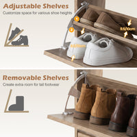 24cm Narrow Shoe Storage Cabinet with 2 Flip Drawers for Entryway