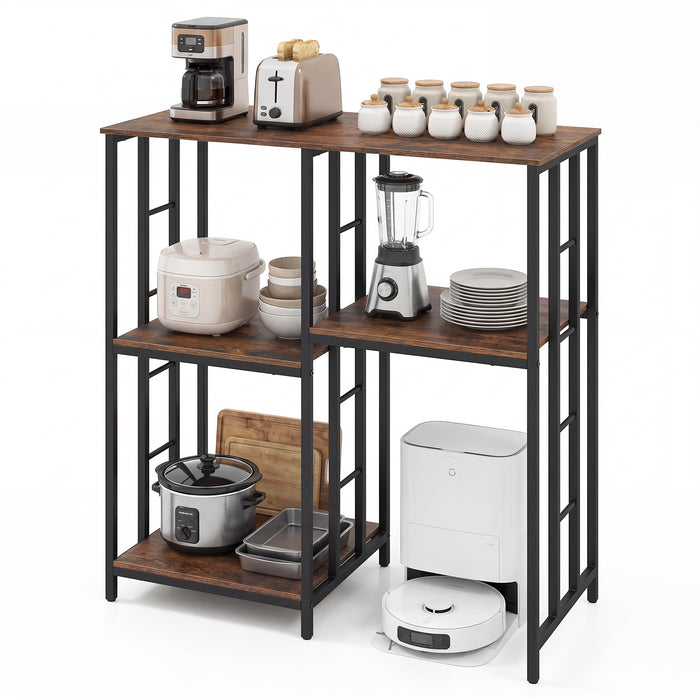 Kitchen Baker's Rack Oven and Microwave Stand Table with 4 Shelves