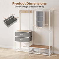Heavy Duty Garment Rack with Hanging Rod and Cloth Bag for Bedroom