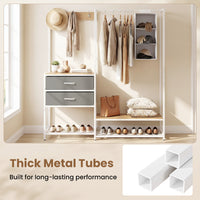 Heavy Duty Garment Rack with Hanging Rod and Cloth Bag for Bedroom