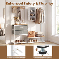 Heavy Duty Garment Rack with Hanging Rod and Cloth Bag for Bedroom