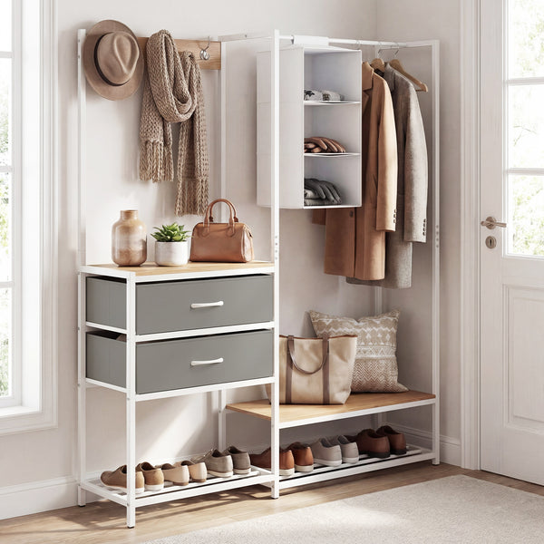 Heavy Duty Garment Rack with Hanging Rod and Cloth Bag for Bedroom