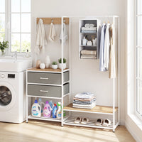Heavy Duty Garment Rack with Hanging Rod and Cloth Bag for Bedroom