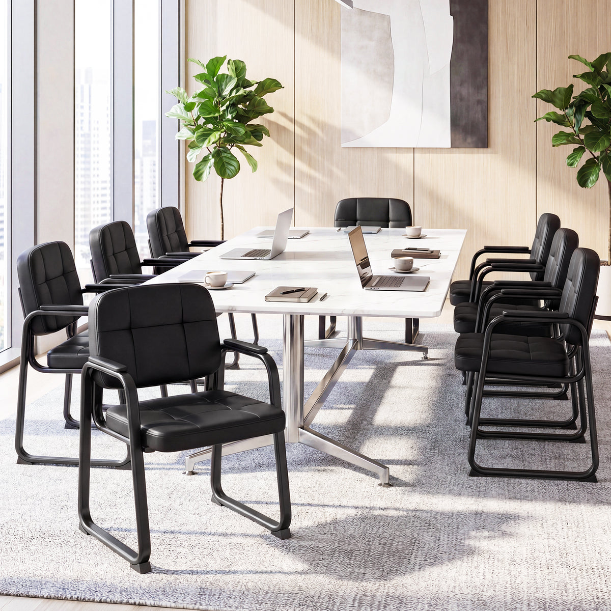 Office Reception Chairs with Padded Armrests Set of 2/4