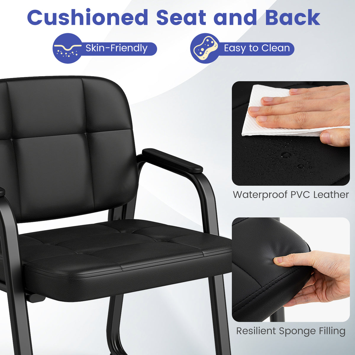 Office Reception Chairs with Padded Armrests Set of 2/4