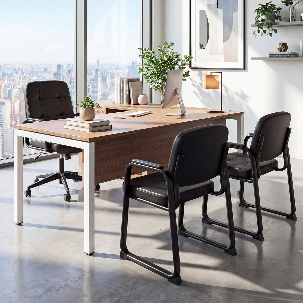 Office Reception Chairs with Padded Armrests Set of 2/4