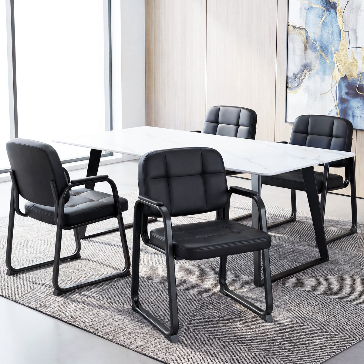 Office Reception Chairs with Padded Armrests Set of 2/4