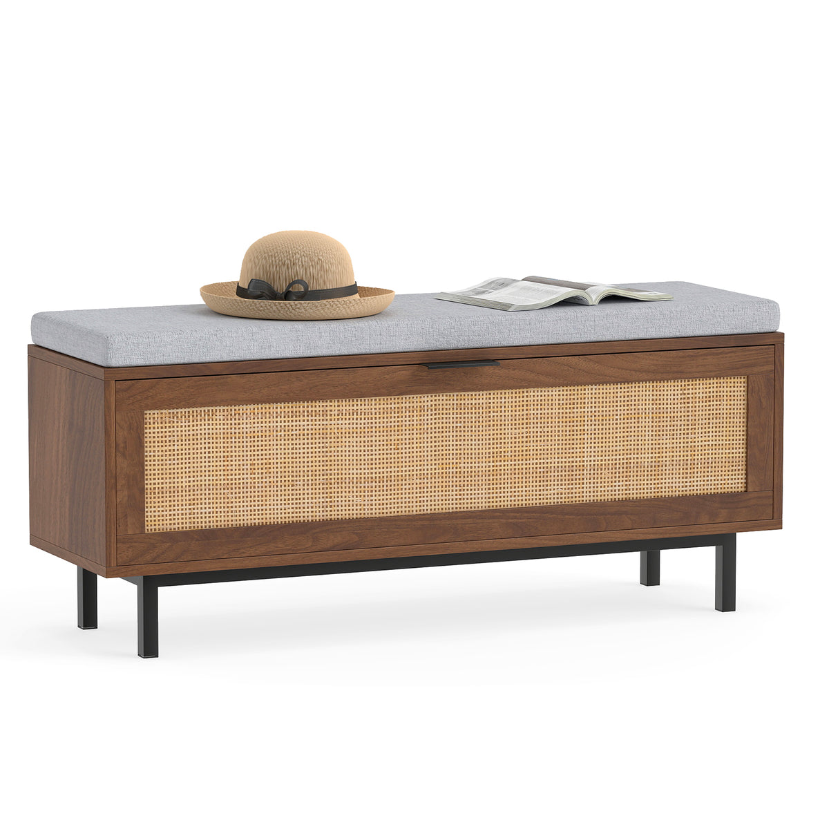 Shoe Storage Bench with Padded Cushion for Hallway Bedroom