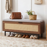 Shoe Storage Bench with Padded Cushion for Hallway Bedroom