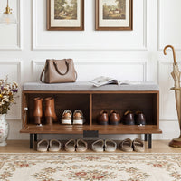 Shoe Storage Bench with Padded Cushion for Hallway Bedroom