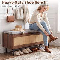 Shoe Storage Bench with Padded Cushion for Hallway Bedroom