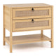 Set of 2 68 cm Rattan Nightstand with Open Storage Shelf for Living Room Bedroom