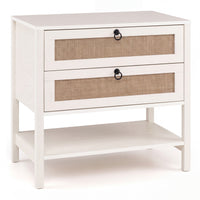 Set of 2 68 cm Rattan Nightstand with Open Storage Shelf for Living Room Bedroom
