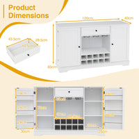 120cm Sideboard Cabinet with Door Shelves Wine Rack and Drawer for Kitchen