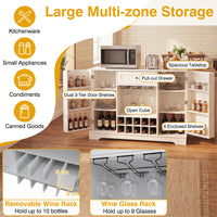 120cm Sideboard Cabinet with Door Shelves Wine Rack and Drawer for Kitchen