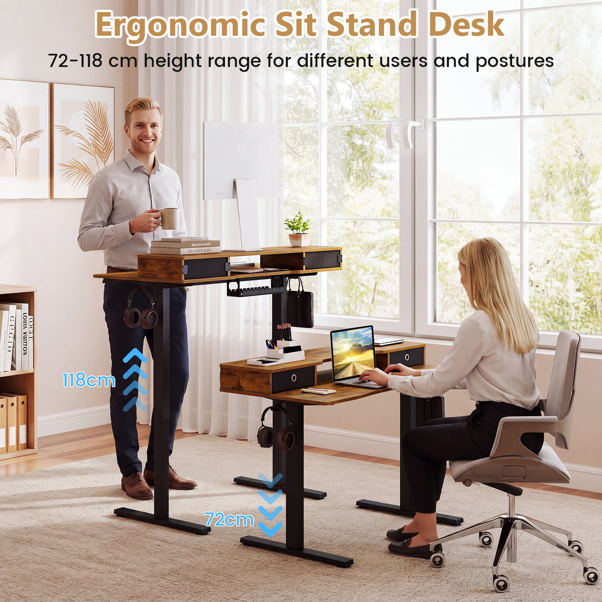 Electric Standing Desk Height Adjustable Stand Up Desk Home Office Computer Desk