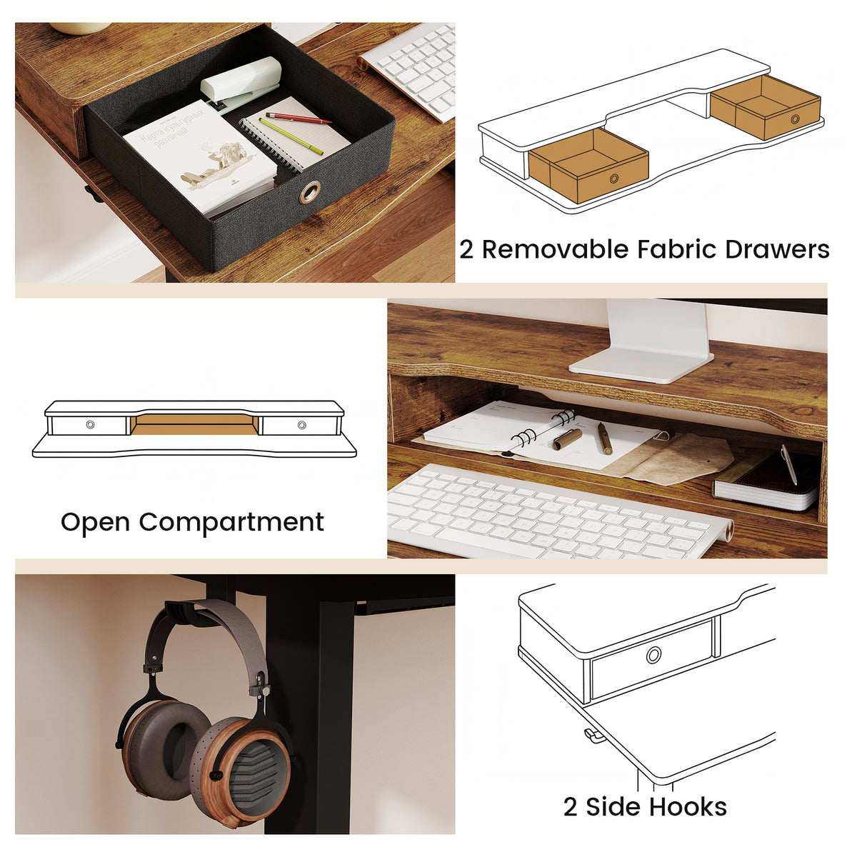 Electric Standing Desk Height Adjustable Stand Up Desk Home Office Computer Desk