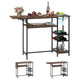 Counter Height Bar Table with RGB LED Lights, Rectangular Pub Table with Foldable Top, Storage Shelves