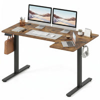 L-Shaped Electric Standing Desk, 140 x 85 CM/160 x 85 CM Height Adjustable Computer Table with Memory Controller and Side Hooks