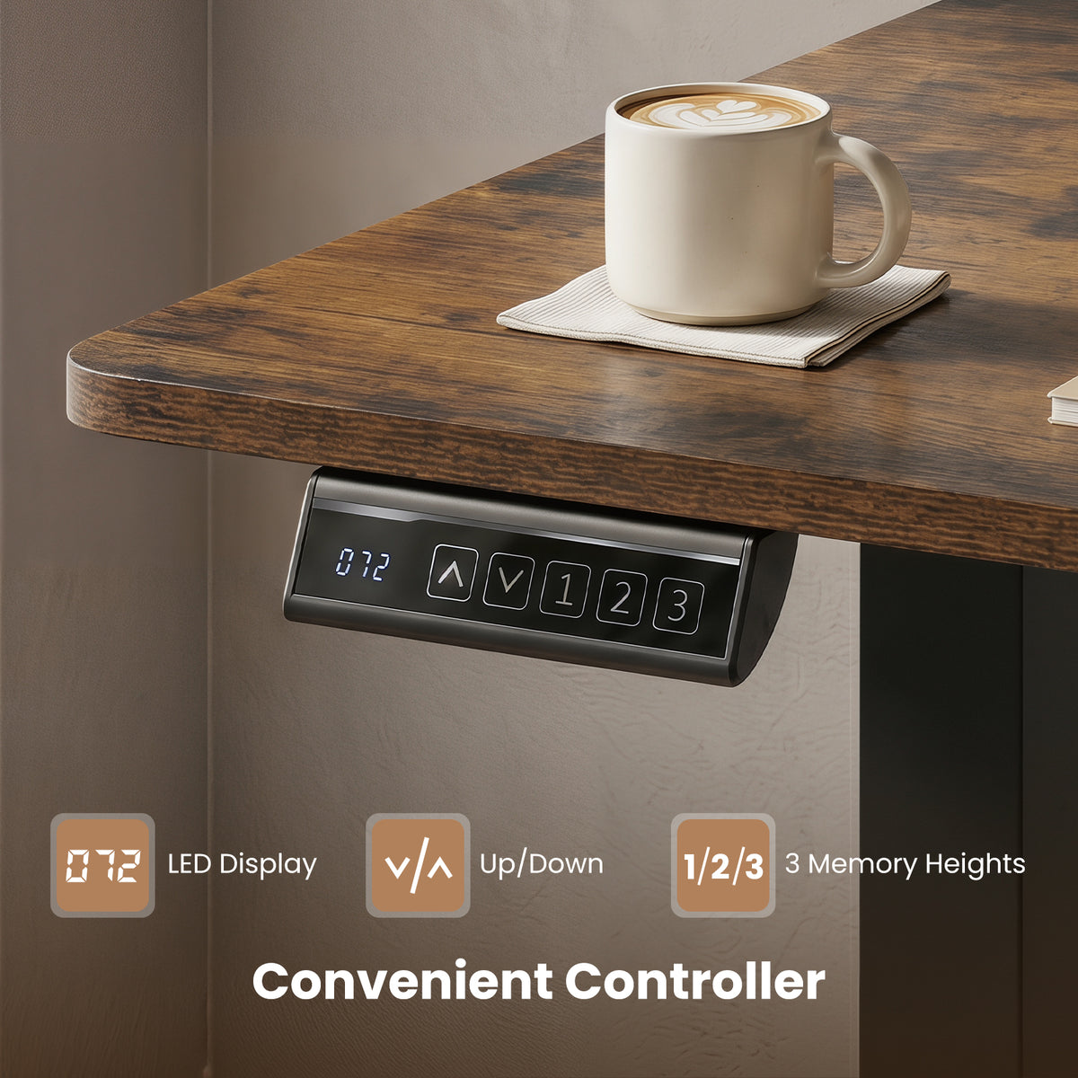 L-Shaped Electric Standing Desk, 140 x 85 CM/160 x 85 CM Height Adjustable Computer Table with Memory Controller and Side Hooks