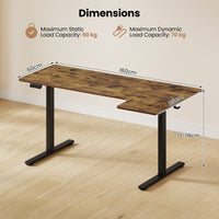 L-Shaped Electric Standing Desk, 140 x 85 CM/160 x 85 CM Height Adjustable Computer Table with Memory Controller and Side Hooks