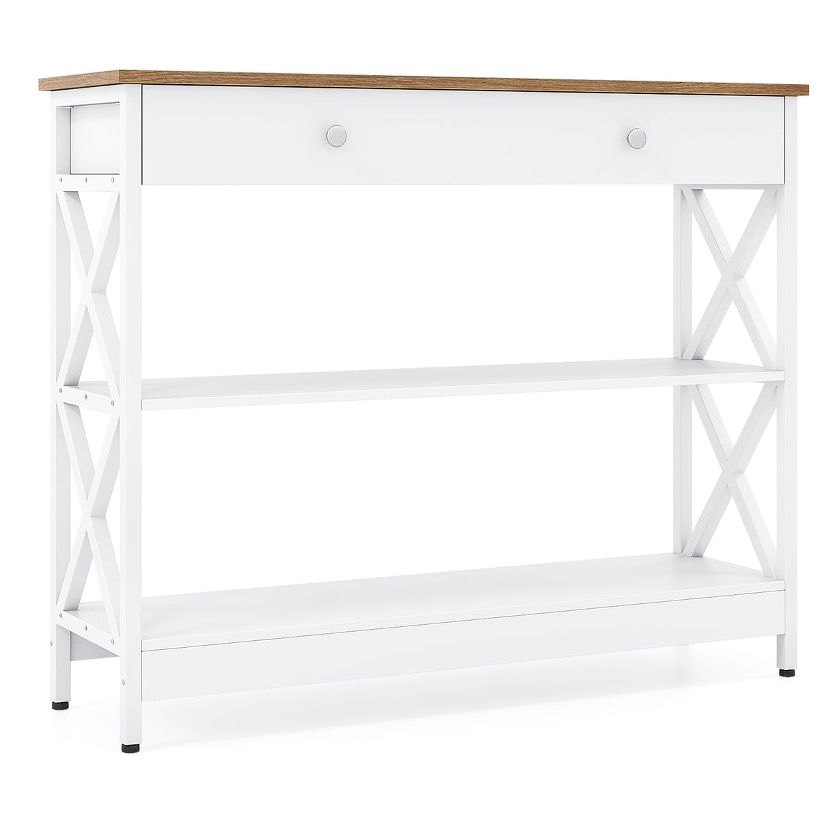 Console Table with Drawer and 2 Shelves for Living Room Entryway