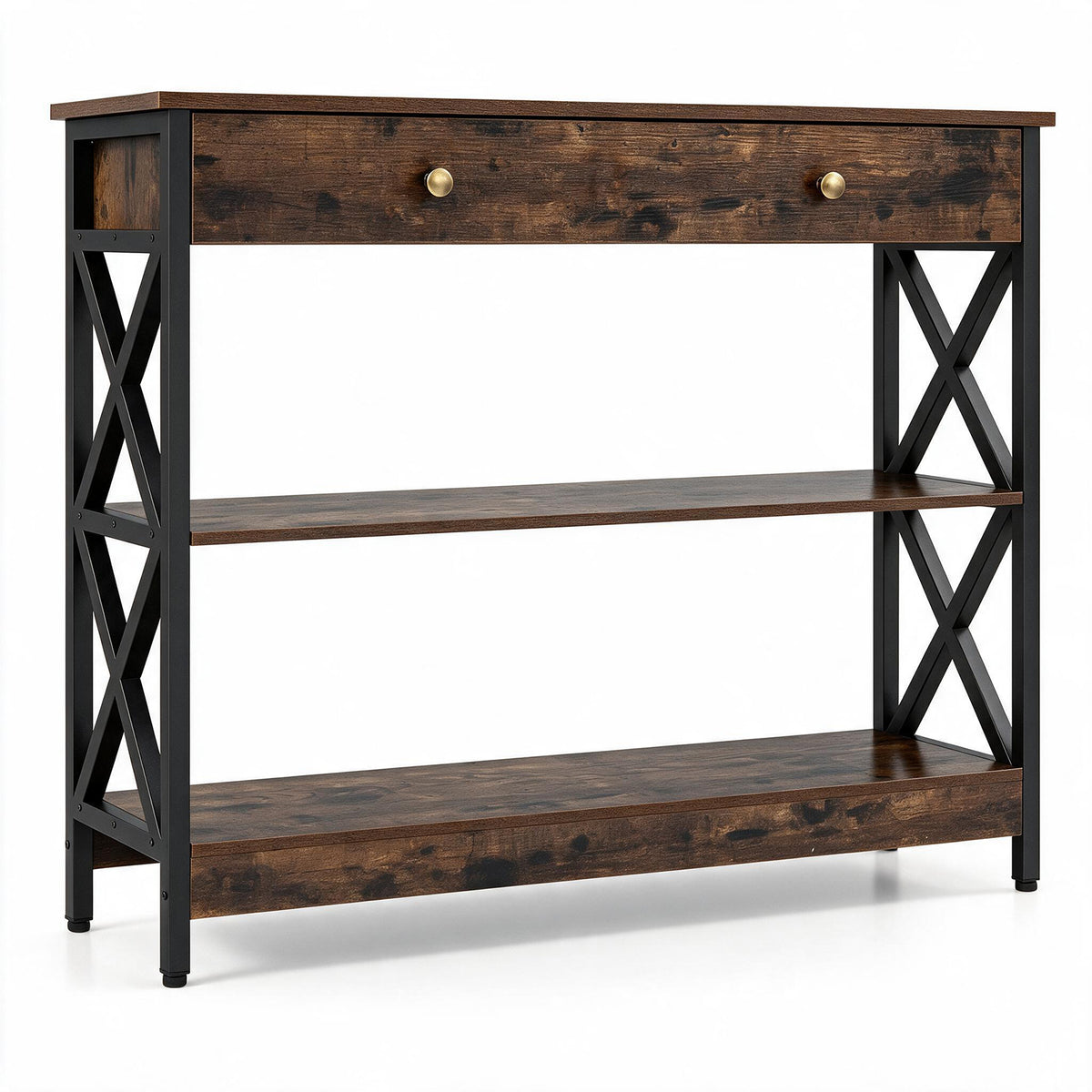 Console Table with Drawer and 2 Shelves for Living Room Entryway
