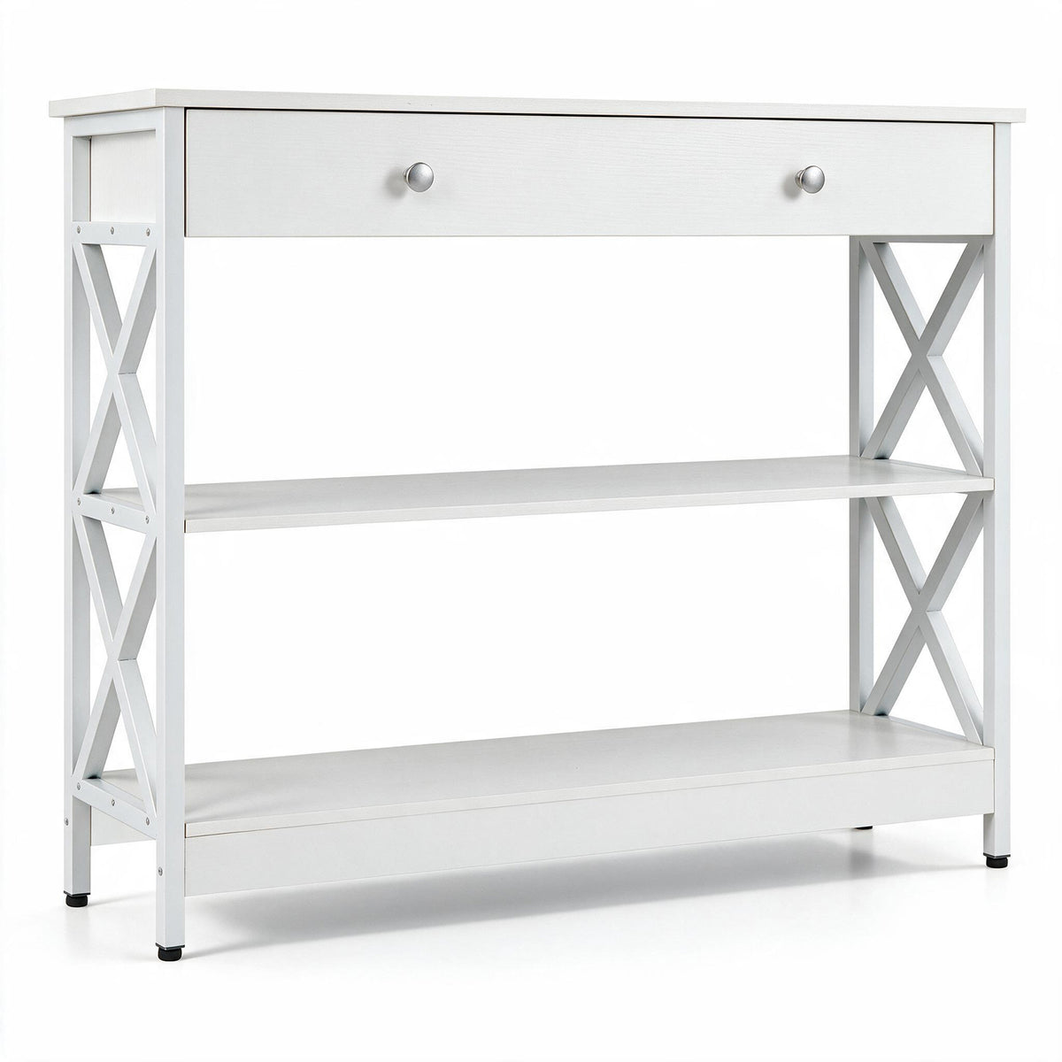 Giantex 3-Tier Console Table, Sofa Table with 1 Drawer and 2 Storage Shelves