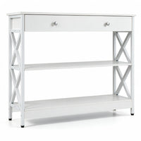 Giantex 3-Tier Console Table, Sofa Table with 1 Drawer and 2 Storage Shelves