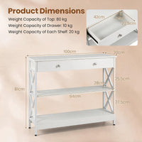 Giantex 3-Tier Console Table, Sofa Table with 1 Drawer and 2 Storage Shelves