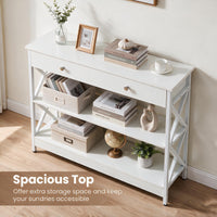 Giantex 3-Tier Console Table, Sofa Table with 1 Drawer and 2 Storage Shelves