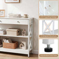 Giantex 3-Tier Console Table, Sofa Table with 1 Drawer and 2 Storage Shelves