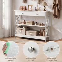 Giantex 3-Tier Console Table, Sofa Table with 1 Drawer and 2 Storage Shelves