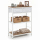 32”/81 cm Narrow Console Table with 2 Fabric Drawers, 3-Tier Entryway Table Storage Rack with Open Shelves