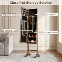 Giantex Freestanding Jewelry Armoire Cabinet, Tall Jewelry Organizer with Velvet Lining
