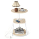 Round Side Table with Charging Station Small 3-Tier End Table Modern Rustic Nightstand