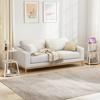 Round Side Table with Charging Station Small 3-Tier End Table Modern Rustic Nightstand