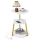 Round Side Table with Charging Station Small 3-Tier End Table Modern Rustic Nightstand