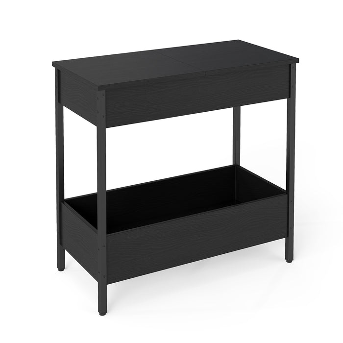 Narrow End Table with 2 Storage Shelves and 2 Removable Tabletops