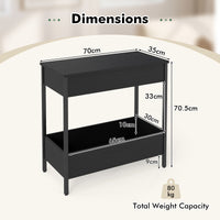 Narrow End Table with 2 Storage Shelves and 2 Removable Tabletops