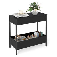 Narrow End Table with 2 Storage Shelves and 2 Removable Tabletops