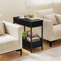 Narrow End Table with 2 Storage Shelves and 2 Removable Tabletops