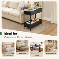 Narrow End Table with 2 Storage Shelves and 2 Removable Tabletops