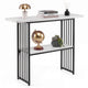 Giantex 2-Tier Console Table, White Faux Marble Sofa Table w/Open Shelf, Gold Steel Frame