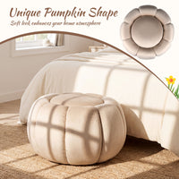 Pumpkin Ottoman with Hidden Storage and Removable Lid for Living Room